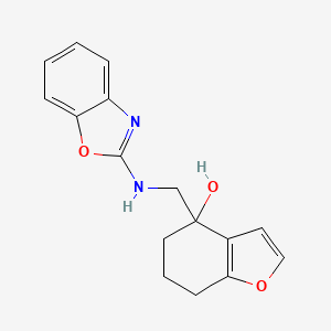 molecular formula C16H16N2O3 B2509618 4-{[(1,3-Benzoxazol-2-yl)amino]methyl}-4,5,6,7-tetrahydro-1-benzofuran-4-ol CAS No. 2379978-76-2