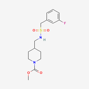 molecular formula C15H21FN2O4S B2509632 Methyl 4-(((3-fluorophenyl)methylsulfonamido)methyl)piperidine-1-carboxylate CAS No. 1234887-72-9