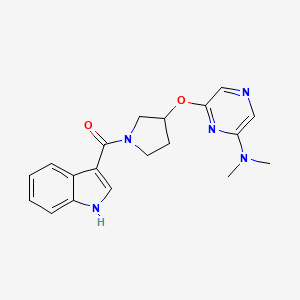 molecular formula C19H21N5O2 B2509633 (3-((6-(dimethylamino)pyrazin-2-yl)oxy)pyrrolidin-1-yl)(1H-indol-3-yl)methanone CAS No. 2034334-65-9