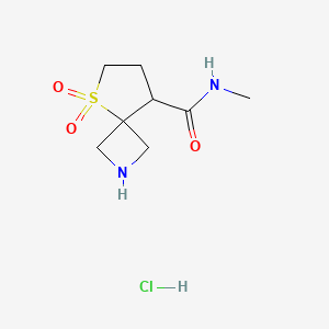molecular formula C8H15ClN2O3S B2509645 N-Methyl-5,5-dioxo-5lambda6-thia-2-azaspiro[3.4]octane-8-carboxamide;hydrochloride CAS No. 2375269-55-7