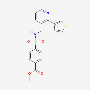 molecular formula C18H16N2O4S2 B2509647 methyl 4-({[2-(thiophen-3-yl)pyridin-3-yl]methyl}sulfamoyl)benzoate CAS No. 2210136-87-9