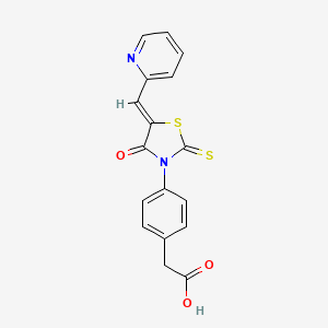 molecular formula C17H12N2O3S2 B2509649 (Z)-2-(4-(4-oxo-5-(pyridin-2-ylmethylene)-2-thioxothiazolidin-3-yl)phenyl)acetic acid CAS No. 868148-32-7