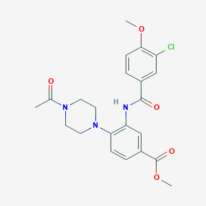 molecular formula C22H24ClN3O5 B250965 METHYL 4-(4-ACETYLPIPERAZIN-1-YL)-3-(3-CHLORO-4-METHOXYBENZAMIDO)BENZOATE 