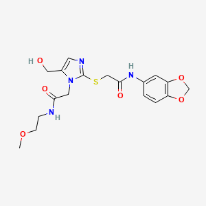 N-(benzo[d][1,3]dioxol-5-yl)-2-((5-(hydroxymethyl)-1-(2-((2-methoxyethyl)amino)-2-oxoethyl)-1H-imidazol-2-yl)thio)acetamide