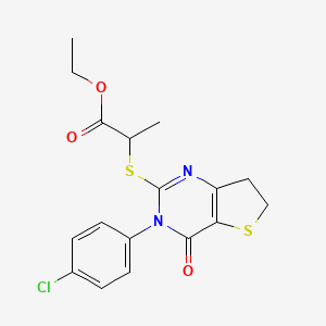 Ethyl 2-((3-(4-chlorophenyl)-4-oxo-3,4,6,7-tetrahydrothieno[3,2-d]pyrimidin-2-yl)thio)propanoate