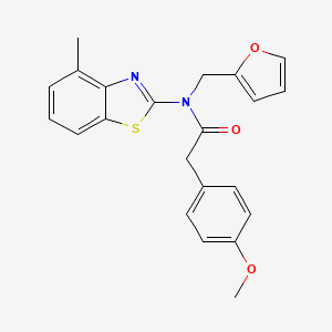 molecular formula C22H20N2O3S B2509691 N-(furan-2-ylmethyl)-2-(4-methoxyphenyl)-N-(4-methylbenzo[d]thiazol-2-yl)acetamide CAS No. 923508-41-2