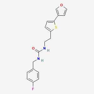 molecular formula C18H17FN2O2S B2509694 1-(4-Fluorobenzyl)-3-(2-(5-(furan-3-yl)thiophen-2-yl)ethyl)urea CAS No. 2034548-90-6