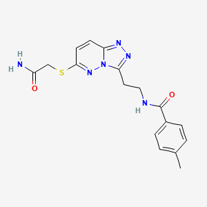 molecular formula C17H18N6O2S B2509705 N-(2-{6-[(carbamoylmethyl)sulfanyl]-[1,2,4]triazolo[4,3-b]pyridazin-3-yl}ethyl)-4-methylbenzamide CAS No. 872994-57-5