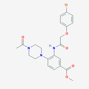 molecular formula C22H24BrN3O5 B250971 METHYL 4-(4-ACETYLPIPERAZIN-1-YL)-3-[2-(4-BROMOPHENOXY)ACETAMIDO]BENZOATE 