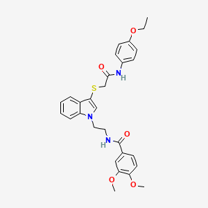 molecular formula C29H31N3O5S B2509714 N-(2-(3-((2-((4-ethoxyphenyl)amino)-2-oxoethyl)thio)-1H-indol-1-yl)ethyl)-3,4-dimethoxybenzamide CAS No. 497073-37-7