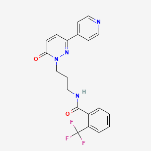 molecular formula C20H17F3N4O2 B2509732 N-(3-(6-oxo-3-(pyridin-4-yl)pyridazin-1(6H)-yl)propyl)-2-(trifluoromethyl)benzamide CAS No. 1021027-62-2