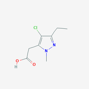 molecular formula C8H11ClN2O2 B2509734 2-(4-chloro-3-ethyl-1-methyl-1H-pyrazol-5-yl)acetic acid CAS No. 1480942-30-0