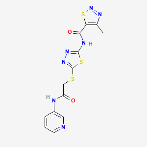 molecular formula C13H11N7O2S3 B2509735 4-methyl-N-(5-((2-oxo-2-(pyridin-3-ylamino)ethyl)thio)-1,3,4-thiadiazol-2-yl)-1,2,3-thiadiazole-5-carboxamide CAS No. 1226454-77-8