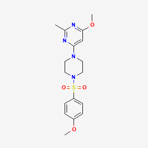 molecular formula C17H22N4O4S B2509746 4-Methoxy-6-(4-((4-methoxyphenyl)sulfonyl)piperazin-1-yl)-2-methylpyrimidine CAS No. 946232-29-7
