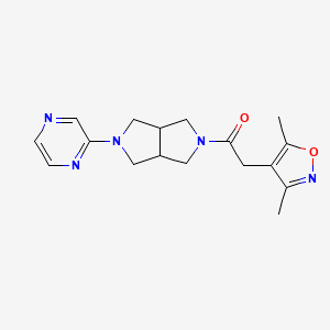molecular formula C17H21N5O2 B2509749 2-(3,5-Dimethyl-1,2-oxazol-4-yl)-1-(2-pyrazin-2-yl-1,3,3a,4,6,6a-hexahydropyrrolo[3,4-c]pyrrol-5-yl)ethanone CAS No. 2415554-88-8