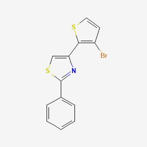 molecular formula C13H8BrNS2 B2509750 4-(3-Bromo-2-thienyl)-2-phenyl-1,3-thiazole CAS No. 478260-68-3