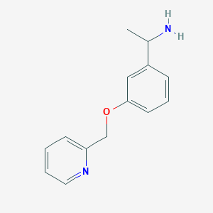 molecular formula C14H16N2O B2509754 1-[3-(Pyridin-2-ylmethoxy)phenyl]ethan-1-amine CAS No. 953750-69-1