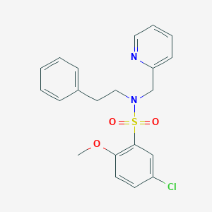 molecular formula C21H21ClN2O3S B2509759 5-chloro-2-methoxy-N-phenethyl-N-(pyridin-2-ylmethyl)benzenesulfonamide CAS No. 1286718-20-4