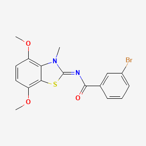 molecular formula C17H15BrN2O3S B2509760 3-bromo-N-(4,7-dimethoxy-3-methyl-1,3-benzothiazol-2-ylidene)benzamide CAS No. 868369-11-3