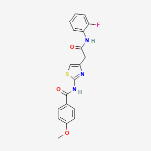 molecular formula C19H16FN3O3S B2509764 N-(4-(2-((2-fluorophenyl)amino)-2-oxoethyl)thiazol-2-yl)-4-methoxybenzamide CAS No. 921542-68-9