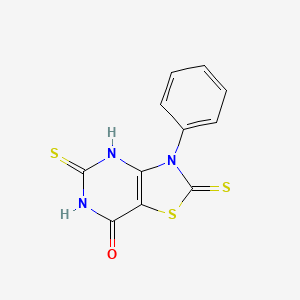 molecular formula C11H7N3OS3 B2509772 3-Phenyl-2,5-dithioxo-2,3,5,6-tetrahydrothiazolo[4,5-d]pyrimidin-7(4H)-one CAS No. 189895-61-2