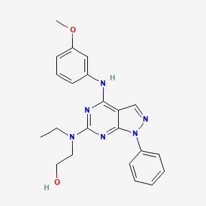 molecular formula C22H24N6O2 B2509813 2-(ethyl{4-[(3-methoxyphenyl)amino]-1-phenyl-1H-pyrazolo[3,4-d]pyrimidin-6-yl}amino)ethanol CAS No. 946290-27-3