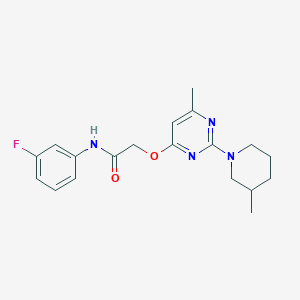 molecular formula C19H23FN4O2 B2509818 N-(3-fluorophenyl)-2-{[6-methyl-2-(3-methylpiperidin-1-yl)pyrimidin-4-yl]oxy}acetamide CAS No. 1226435-02-4
