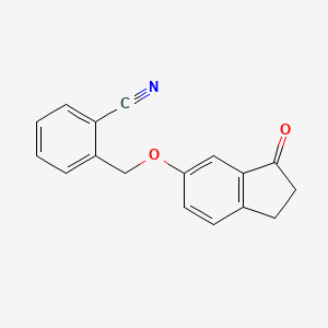 molecular formula C17H13NO2 B2509826 2-(((3-oxo-2,3-dihydro-1H-inden-5-yl)oxy)methyl)benzonitrile CAS No. 1171024-22-8