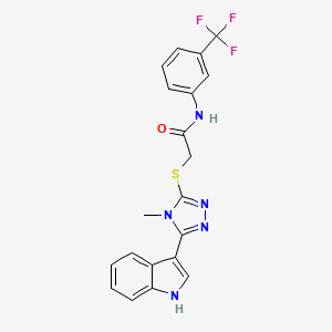 molecular formula C20H16F3N5OS B2509831 2-((5-(1H-indol-3-yl)-4-methyl-4H-1,2,4-triazol-3-yl)thio)-N-(3-(trifluoromethyl)phenyl)acetamide CAS No. 831185-12-7