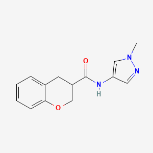 molecular formula C14H15N3O2 B2509832 N-(1-methyl-1H-pyrazol-4-yl)-3,4-dihydro-2H-1-benzopyran-3-carboxamide CAS No. 1197678-62-8