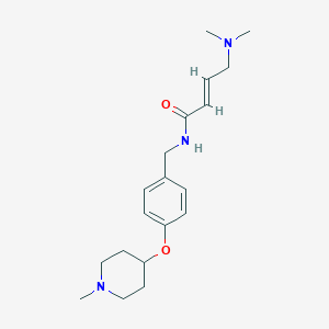 B2509833 (E)-4-(Dimethylamino)-N-[[4-(1-methylpiperidin-4-yl)oxyphenyl]methyl]but-2-enamide CAS No. 2411326-06-0