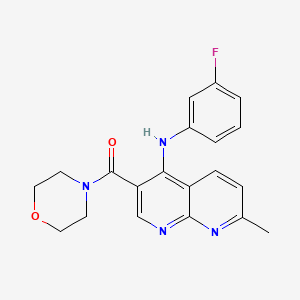 molecular formula C20H19FN4O2 B2509841 N-(3-fluorophenyl)-7-methyl-3-(morpholine-4-carbonyl)-1,8-naphthyridin-4-amine CAS No. 1251599-32-2