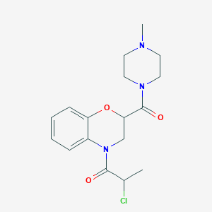 molecular formula C17H22ClN3O3 B2509877 2-Chloro-1-[2-(4-methylpiperazine-1-carbonyl)-2,3-dihydro-1,4-benzoxazin-4-yl]propan-1-one CAS No. 2411314-87-7