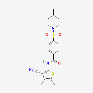 molecular formula C20H23N3O3S2 B2509903 N-(3-cyano-4,5-dimethylthiophen-2-yl)-4-[(4-methylpiperidin-1-yl)sulfonyl]benzamide CAS No. 896303-54-1
