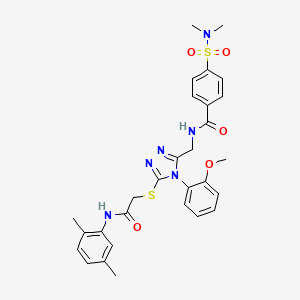 molecular formula C29H32N6O5S2 B2509912 N-{[5-({[(2,5-dimethylphenyl)carbamoyl]methyl}sulfanyl)-4-(2-methoxyphenyl)-4H-1,2,4-triazol-3-yl]methyl}-4-(dimethylsulfamoyl)benzamide CAS No. 310427-34-0