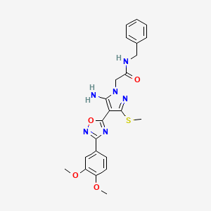 B2509915 2-(5-amino-4-(3-(3,4-dimethoxyphenyl)-1,2,4-oxadiazol-5-yl)-3-(methylthio)-1H-pyrazol-1-yl)-N-benzylacetamide CAS No. 1019099-04-7