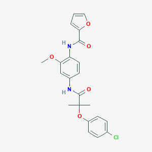 molecular formula C22H21ClN2O5 B250992 N-(4-{[2-(4-chlorophenoxy)-2-methylpropanoyl]amino}-2-methoxyphenyl)-2-furamide 