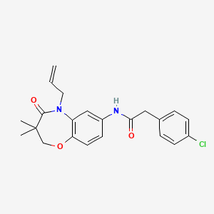 molecular formula C22H23ClN2O3 B2509925 N-(5-allyl-3,3-dimethyl-4-oxo-2,3,4,5-tetrahydrobenzo[b][1,4]oxazepin-7-yl)-2-(4-chlorophenyl)acetamide CAS No. 921863-45-8