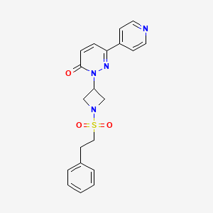 molecular formula C20H20N4O3S B2509926 2-[1-(2-Phenylethanesulfonyl)azetidin-3-yl]-6-(pyridin-4-yl)-2,3-dihydropyridazin-3-one CAS No. 2380180-72-1