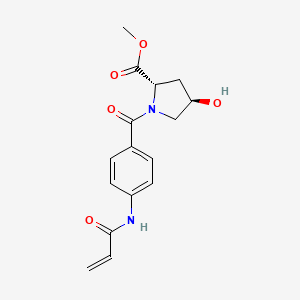 molecular formula C16H18N2O5 B2509940 methyl (2S,4R)-4-hydroxy-1-[4-(prop-2-enamido)benzoyl]pyrrolidine-2-carboxylate CAS No. 2361586-78-7