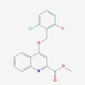 molecular formula C18H13ClFNO3 B2509942 Methyl 4-[(2-chloro-6-fluorophenyl)methoxy]quinoline-2-carboxylate CAS No. 1358495-13-2