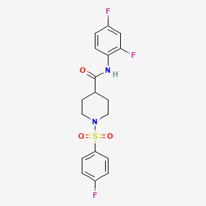 molecular formula C18H17F3N2O3S B2509957 N-(2,4-difluorophenyl)-1-(4-fluorobenzenesulfonyl)piperidine-4-carboxamide CAS No. 941981-81-3