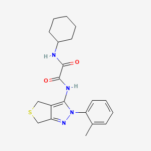 molecular formula C20H24N4O2S B2509980 N'-cyclohexyl-N-[2-(2-methylphenyl)-2H,4H,6H-thieno[3,4-c]pyrazol-3-yl]ethanediamide CAS No. 899993-77-2
