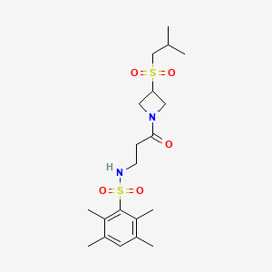 molecular formula C20H32N2O5S2 B2509984 N-(3-(3-(isobutylsulfonyl)azetidin-1-yl)-3-oxopropyl)-2,3,5,6-tetramethylbenzenesulfonamide CAS No. 1798035-11-6