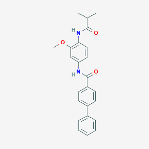 molecular formula C24H24N2O3 B251000 N-[4-(isobutyrylamino)-3-methoxyphenyl][1,1'-biphenyl]-4-carboxamide 