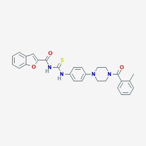 molecular formula C28H26N4O3S B251002 N-(1-benzofuran-2-ylcarbonyl)-N'-{4-[4-(2-methylbenzoyl)-1-piperazinyl]phenyl}thiourea 