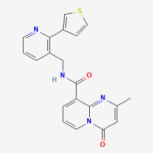 molecular formula C20H16N4O2S B2510029 2-methyl-4-oxo-N-{[2-(thiophen-3-yl)pyridin-3-yl]methyl}-4H-pyrido[1,2-a]pyrimidine-9-carboxamide CAS No. 2176201-53-7