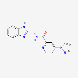 molecular formula C17H14N6O B2510031 N-((1H-benzo[d]imidazol-2-yl)methyl)-4-(1H-pyrazol-1-yl)picolinamide CAS No. 1421462-35-2