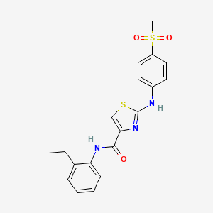 molecular formula C19H19N3O3S2 B2510036 N-(2-ethylphenyl)-2-((4-(methylsulfonyl)phenyl)amino)thiazole-4-carboxamide CAS No. 1172829-92-3