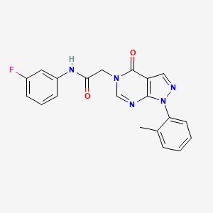 molecular formula C20H16FN5O2 B2510046 N-(3-fluorophenyl)-2-[1-(2-methylphenyl)-4-oxo-1H,4H,5H-pyrazolo[3,4-d]pyrimidin-5-yl]acetamide CAS No. 895009-73-1